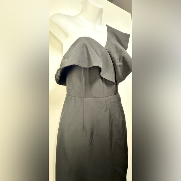 Black Asymmetrical One-Shoulder Cocktail Dress - Picture 3 of 8